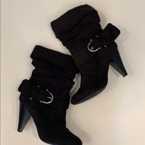 Black suede boots